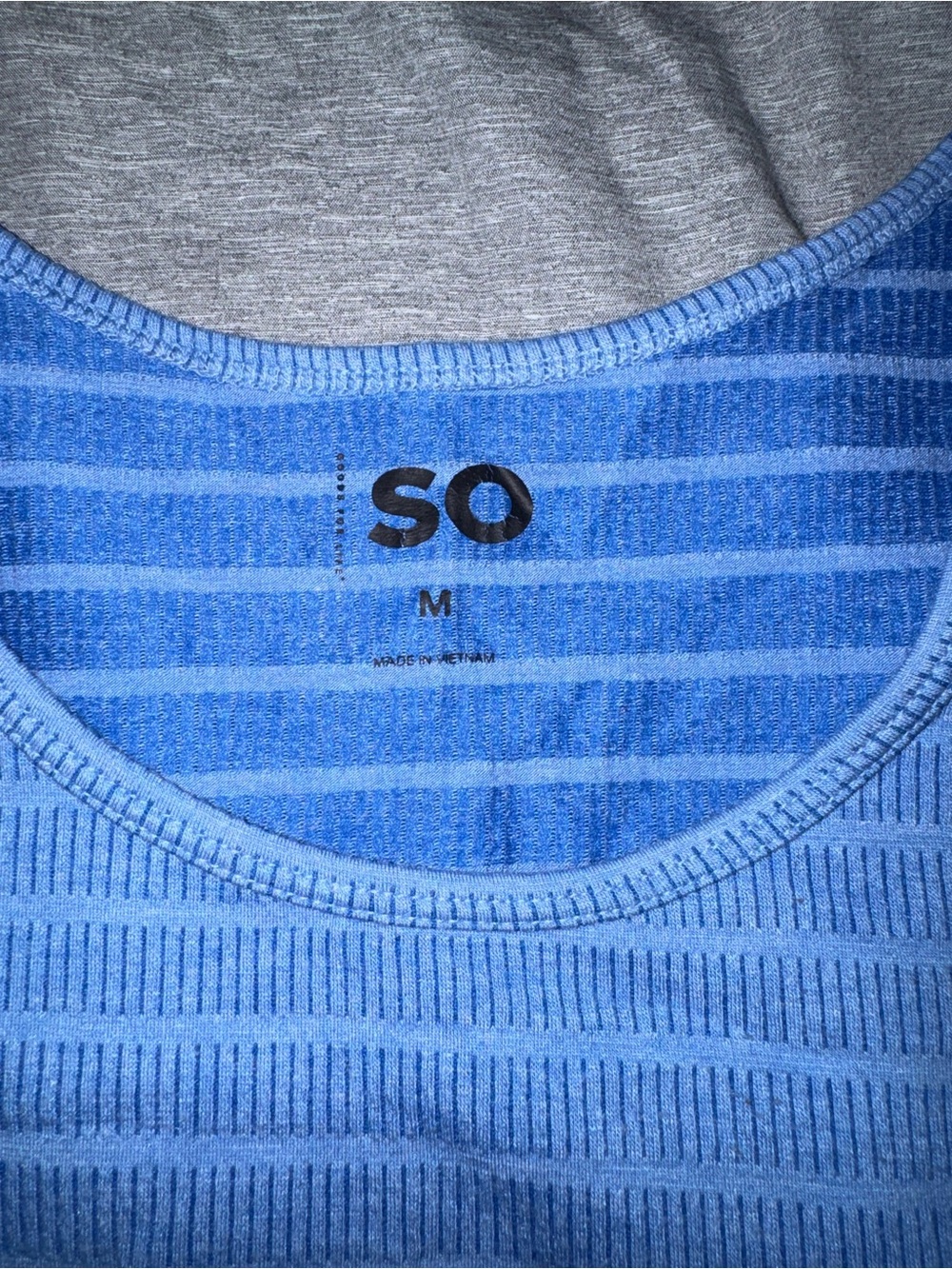 SO Blue Ribbed Drawstring Crop Top - Picture 2 of 4